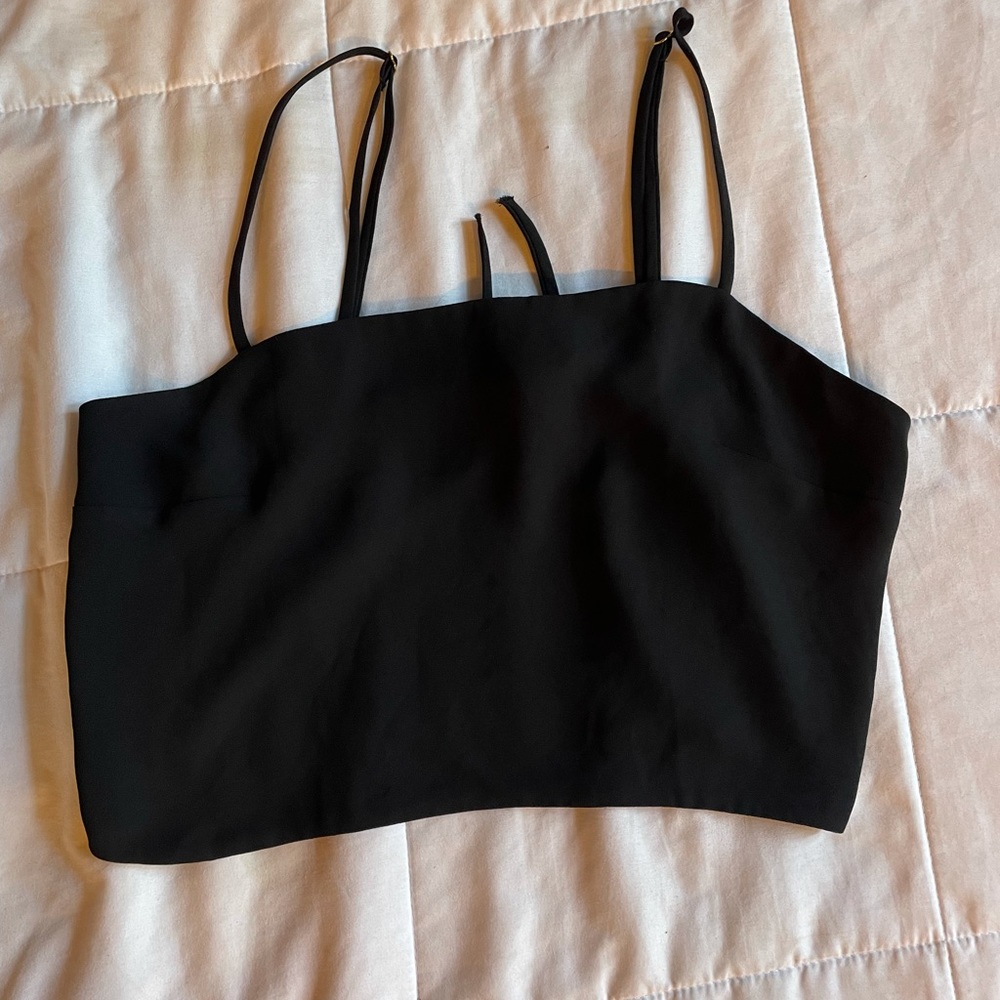 simple black backless top